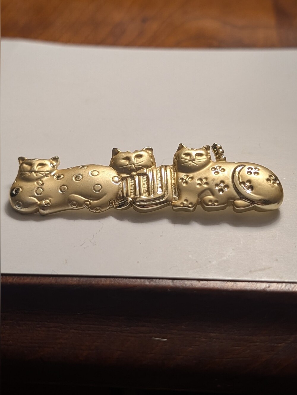 American Jewelry Company 3 Cat Pin Brooch AJC Vintage Goldtone Whimsical Lover